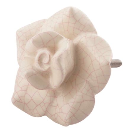 Cream And Pink Rose Ceramic Flower Knobs
